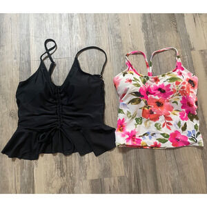 Coral Reef Peplum Black and Floral Swim Tops Phi Phi Centara Padded Pool Small